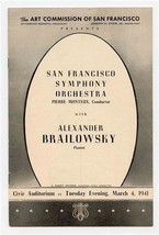San Francisco Symphony Program 1941 Alexander Brailowsky Menuhin Stokowski  - £13.95 GBP