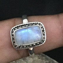 925 Sterling Silver Rainbow Moonstone Handmade Ring SZ H to Y Festive Gift R1205 - £23.08 GBP