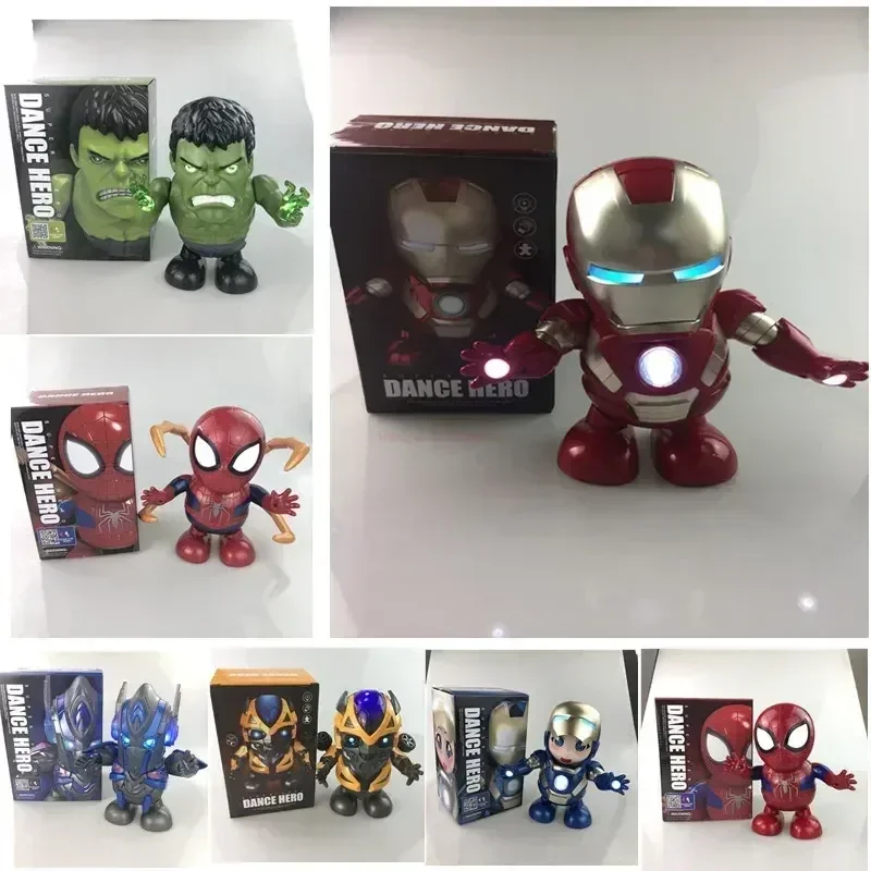 Hot 19cm Marvel Iron Man Dance Action Anime Figures Sing Sound Led Spide... - £17.80 GBP