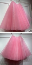Women A-line Circle Tulle Midi Skirt Outfit PINK Layered Tulle Tutu Party Skirt image 4