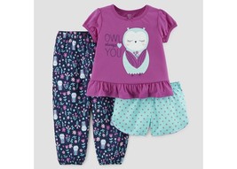 Carter&#39;s Just One You Girls Owl   Always Love You 3 Piece Pajamas 12M 2T  NWT - £11.00 GBP