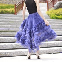 Purple High-low Layered Tulle Skirt Outfit Women Plus Size Fluffy Tulle Skirt image 4