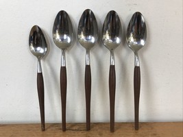 Set Lot 5 Mid Century Canoe Muffin Japan Stainless Steel Soup Cereal Spoons - £31.45 GBP