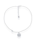 Sterling Silver Sand Dollar with Single CZ Anklet - $659.82 MXN