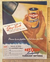 Vintage Print Ad Ray O Vac Flashlight Batteries Hand Battery 1940s 13.5&quot; x 10.25 - £11.55 GBP