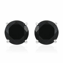 Argent Sterling Simulé Noir Clou Diamant Solitaire Boucles pour Femmes 4ct - £62.55 GBP
