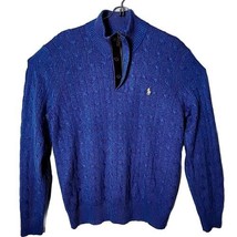 Polo Ralph Lauren Men L Knit Tussah Silk Leather Trim Pullover 1/4 Zip S... - $88.11