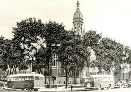 Vtg Postcard RPPC 1940s - Mower County Court House - Austin MN Street Cars Bus - £34.03 GBP