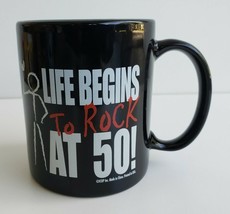 Life Begins To Rock At 50 Black Birthday Celebration Half Century Age Coffee Mug - £15.26 GBP