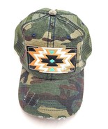 McIntire Saddlery Camo Ponytail Cap with Aztec Hand Tooled Hand Painted ... - £27.37 GBP