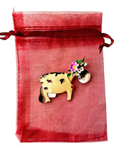 Enamel Cute Cow Pin Brooch Animal Themed Gift Jewelry Vegan  - $13.30
