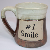 #1 Smile Large Coffee Mug Tea Pottery Stoneware Century Rust And Cream C... - $12.59