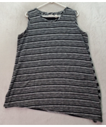 LOGO by Lori Goldstein Tank Womens XL Gray Black Striped Round Neck Pock... - $34.16 CAD
