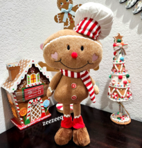 Christmas Standing Gingerbread Boy Doll Plush Ear Muffs Pom Nose Shelf Sitter - $34.64