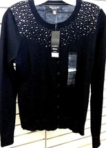 Central Park West New York Women&#39;s Sequin Cardigan Sweater  Black  Sz Small - £8.14 GBP