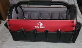 Husky Tool Caddy Job Site Box Storage Metal Holder Handle Cloth Side Pockets - £27.40 GBP
