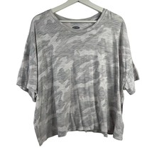 Old Navy Women’s Sz XXL Tee Grey Camo Oversized Crop Short Sleeve Crewneck Shirt - £9.40 GBP