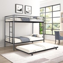 Twin Over Twin Bunk Bed With Trundle - Black - £205.68 GBP