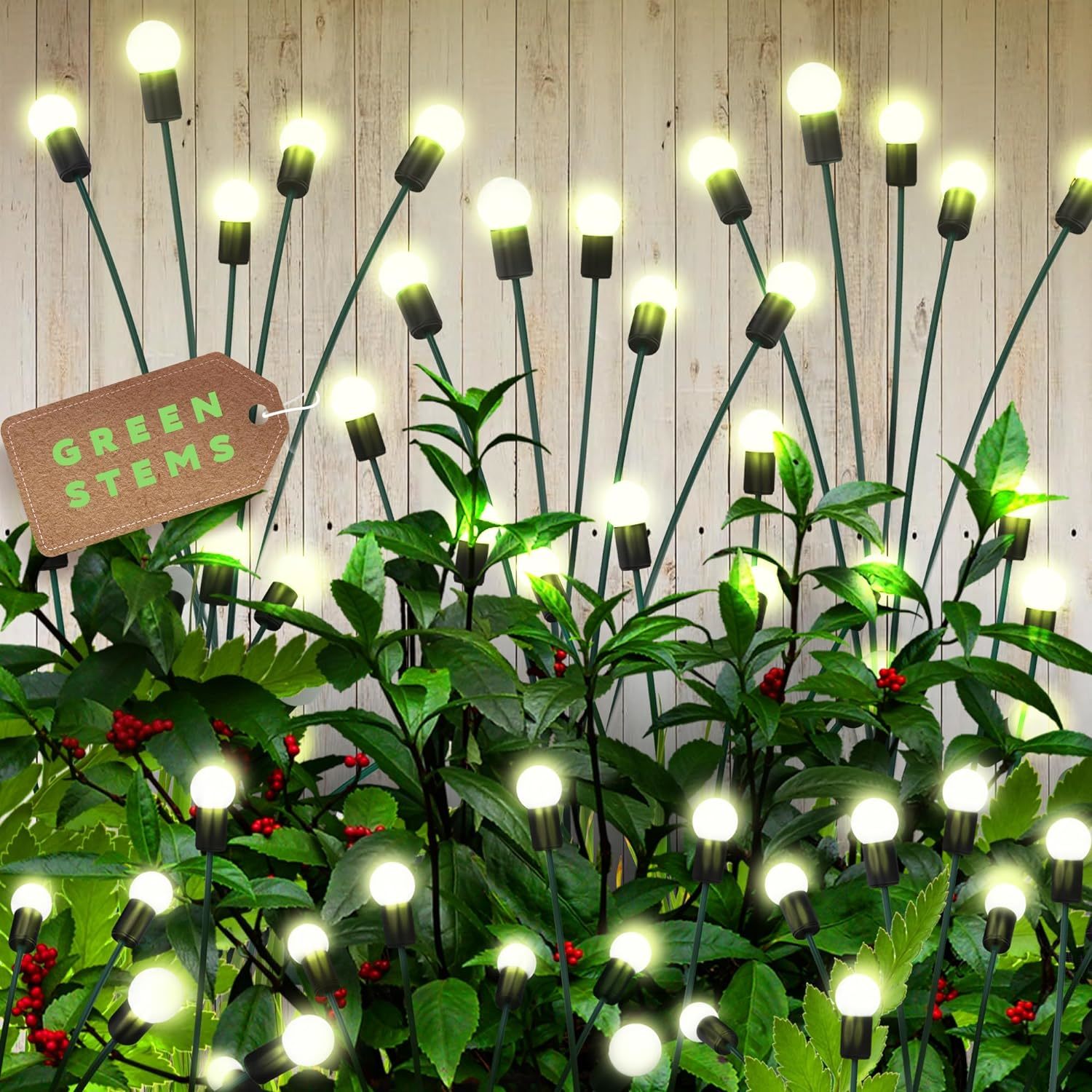 24 LEDs Firefly Garden Lights Solar Outdoor with Green Stems 3 Pack Solar Garden - $56.92