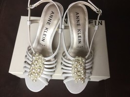 ANNE KLEIN Womens White Strappy Wedding Sandal Heels Size 7,5 M Open Toe New - £23.39 GBP