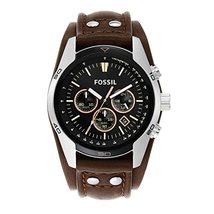 Fossil Men&#39;s Coachman Quartz Stainless Steel and Leather Chronograph Watch, Colo - £106.83 GBP