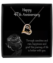 47th Wedding Anniversary Gift for Wife Love Heart Necklace Sterling Silver - £38.01 GBP+