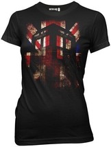 Doctor Who British Union Jack Over Tardis Baby Doll/Juniors Style T-Shirt NEW - £16.94 GBP