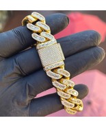 20 MM Lab Created Diamond 14K Yellow Gold Plated Cuban Link Men&#39;s Bracelets - $14,376.72 MXN
