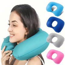 Inflatable Travel Neck Pillow With Soft Flocking for Comfortable Trips - $9.99