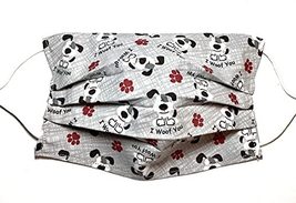 Adservio Pleated Gray Beagle Dog Canine Face Mask, Red paw Print I Woof You, 100 - £10.81 GBP