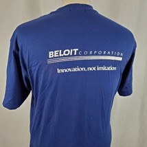 Vintage Beloit Corporation T-Shirt Large Blue Hanes 50/50 Single Stitch USA - $14.99