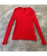 Size Large 12-14 George Solid Red V-Neck Ribbed Winter Sweater Snug Fitt... - £14.08 GBP