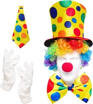 6Pcs Clown Costume Set Circus Clown Funny Clown Accessories Rainbow Halloween Pa - £29.21 GBP
