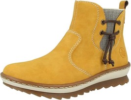 Rieker Y8691-68 Yellow tan  Ankle Boot Comfort Fleece lined US 6  9 EU 37 40 - £39.03 GBP