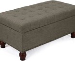 Rectangular Fabric Bench Tufted Lift Top Footrest, 40 Inches, Large Stor... - £214.78 GBP