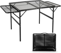 Camping Table 4.4 Ft Grill Table With Table Extension Board Adjustable Height - £51.21 GBP