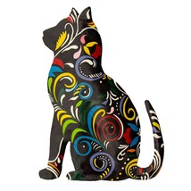 Art Wall Decor Thoughtful Kitty Painted Haitian Steel Drum Wall Art, 14.5 Inch - £38.73 GBP