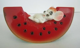 Vintage Mouse On Watermelon Slice Plastic Bank With Stopper - Made in Hong Kong - £11.17 GBP