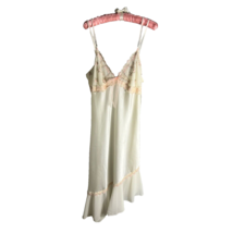 Delicates Satin Asymmetrical Lace Trim Long Gown Night Dress VTG - $34.64