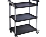 3-Shelf Utility Plastic Cart With Wheels-225 Lbs Maximum Capacity , Black - $135.99