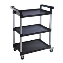 3-Shelf Utility Plastic Cart With Wheels-225 Lbs Maximum Capacity , Black - £108.70 GBP