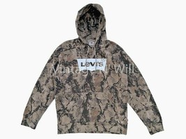 Levis Jeans Red Tab Men M Brown Camo/ White Bat Wing Logo Fleece Pullover Hoodie - £22.41 GBP
