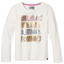 NEW Eddie Bauer Girls Graphic Tee Shirt Long Sleeve White Chilly Days Va... - $11.39