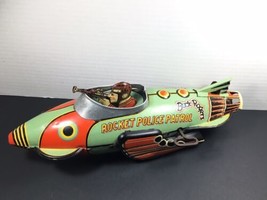 Unique “HAND PAINTED” Marx Buck Rogers Rocket Police Patrol Rocket Windup Toy - £729.06 GBP