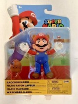 New Jakks Pacific 40560 World Of Nintendo 4&quot; Mario Raccoon Mario W/LEAF Figure - £23.70 GBP