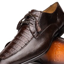 Merida Caiman and Lizard Dress Derby's Shoes Tasseled Laceup Brown image 3