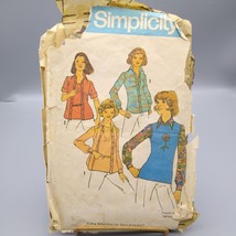 Vintage Sewing PATTERN Simplicity 7114, Misses 1974 Pullover Top and Shirt - $17.42
