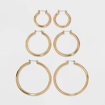 Wild Fable Graduated Tube Hoop Earrings 3pc Gold 2.83" Length - $45.25 MXN Wild Fable Graduated Tube Hoop Earrings 3pc Gold 2.83" Length - $45.25 MXN