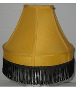 Vintage Bright Yellow Fabric Black Fringe Trim Table Lamp Light Shade - $537.71 MXN