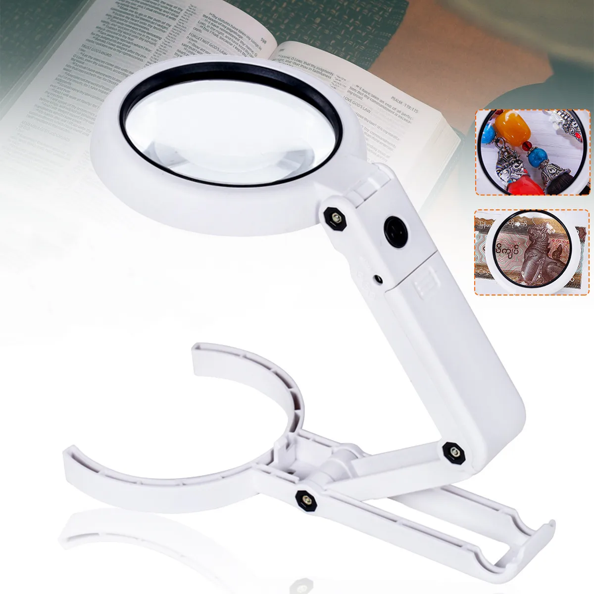  lupa loupe magnifier reading portable handheld illuminated magnifying glass with 8 led thumb200